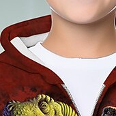 billiga Pojkens 3D-djur-Pojkar 3D Dinosaurie Huvtröja Kappa Ytterkläder Långärmad 3D-tryck Höst Vinter Mode Streetwear Häftig Polyester Barn 3-12 år Utomhus Ledigt Dagligen Normal