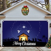 お買い得  屋外装飾-クリスマスガレージドアバナー、屋内屋外クリスマス休暇、幸せな背景、装飾カバー、クリスマス新年あけましておめでとうございますバナー、大型ドアカバー、クリスマス装飾