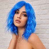 Χαμηλού Κόστους Συνθετικές Trendy Περούκες-ξανθές περούκες bob για γυναικεία συνθετική περούκα κυματιστά σγουρά μαλλιά με κτυπήματα για καθημερινή χρήση
