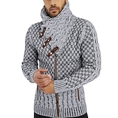 preiswerte Herren Strickjacke-Herren Strickjacke Rollkragenpulli Gerippt Stricken Standard Seitentaschen Capri Glatt Rollkragen Warm-Ups Moderne zeitgenössische Casual Freizeitskleidung Bekleidung Herbst Winter Grau S M L
