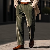 levne Volný-Pánské Oblekové Kalhoty Kalhoty pro volný čas Sametové kalhoty Přední kapsa Straight-Leg Bez vzoru Pohodlné Obchod Denní Dovolená Módní Elegantní &amp; moderní Vojenská zelená Fialová