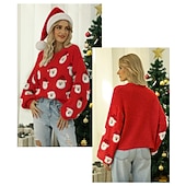 preiswerte Hässlicher Pullover-Anime Bischofsärmel Hässlicher Weihnachtspullover Pullover Jumper Weihnachtsmann Lustig für Damen Erwachsene 3D-Druck  für Weihnachten Karneval Neujahr Party Alltagstauglich