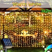 billige Soldrevet-1 stk solar led gardin krans på vinduet utendørs vanntette eventyrlys 8 lysmoduser for festival nyttår dekor led lys juledekorasjon, halloween dekorasjoner lys utendørs skinn