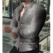 economico Geometrica-Per uomo Fantasia geometrica Geometrica Camicia Camicia con bottoni Manica lunga Di tendenza Originale Informale Giornaliero Per eventi Per uscire Primavera estate Collo ripiegabile Stampa 3D Bottone