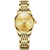 cheap Mechanical Watches-OLEVS 6673 Fashion Business Silver Stainless Steel Women Mechanical Watches Top Brand Luxury Waterproof Automatic Watch
