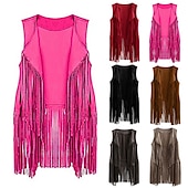 preiswerte Oberteile-Retro Vintage 1960er 1970er Wildlederweste Hippie Disco Quastenfransen Damen Mädchen Weihnachten Halloween Karneval Leistung Party / Abend Pride Parade Erwachsene Weste