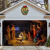 お買い得  屋外装飾-クリスマスガレージドアバナー、屋内屋外クリスマス休暇、幸せな背景、装飾カバー、クリスマス新年あけましておめでとうございますバナー、大型ドアカバー、クリスマス装飾