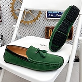 cheap Men&#039;s Slip-ons &amp; Loafers-Men&#039;s Orange and Blue Suede Driving Loafers with Tassel Detail and Non-Slip Rubber Sole - Stylish and Comfortable for Casual and Driving Wear