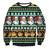 abordables Sudaderas y sudaderas con capucha divertidas-Navidad Sudadera Pullover Sudadera navideña divertida Impresión 3D Estampado 3D Bolsillo delantero Gráfico Gracioso Para Pareja Hombre Mujer Adulto Navidad Carnaval Mascarada Impresión 3D Fiesta