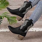 olcso Cowboy és nyugati csizma-női western cowboy csizma hímzett dizájnnal - kényelmes lábszárközépig érő csizma vidéki rendezvényekre és mindennapi viseletre