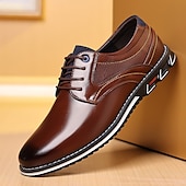 cheap Semi-Formal-Men&#039;s Oxfords Derby Shoes Walking Casual Daily Office &amp; Career Leather Comfortable Lace-up Bark brown Black Spring Fall