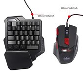 cheap Keyboards-Mini Colorful RGB Backlit One-Handed Gaming Keyboard Game Comfortable Left Hand Game Keypad and Mouse for LOL CS PC PS4 Xbox Gamer