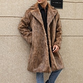 abordables Manteaux &amp; vestes-Homme Manteau d&#039;hiver Veste d&#039;Hiver Manteau en fausse fourrure Extérieur Usage quotidien Chaud Poche Automne Hiver Plein Mode Vêtement de rue Revers Normal Noir Blanche Jaune Marron Gris Claire Veste
