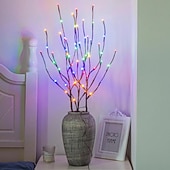 abordables 123496-1pc 20 LED branche de saule colorée, lumière de décoration de bouquet de fleurs, remplissage de vase à pieds hauts, branche de saule, fête des mères, noël, fête de mariage, guirlande lumineuse de