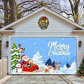お買い得  屋外装飾-クリスマスガレージドアバナー、屋内屋外クリスマス休暇、幸せな背景、装飾カバー、クリスマス新年あけましておめでとうございますバナー、大型ドアカバー、クリスマス装飾