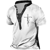 お買い得  宗教的-男性用 Tシャツ ヘンリーシャツ ヴィンテージシャツ デザイナー ベーシック カジュアル シャツ グラフィック レタード テンプルクロス 半袖 シャツ ホワイト ブルー ブラウン アウトドア 日常 スポーツ スタンド 夏 衣類 3Dプリント プラスサイズ S M L XL XXL 3XL 4XL