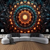 abordables Tapices de luz negra-Tapiz de meditación bohemia con luz negra, reactivo a los rayos UV, que brilla en la oscuridad, tapiz colgante psicodélico, arte mural para pared para sala de estar y dormitorio