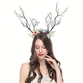 Χαμηλού Κόστους Αξεσουάρ Styling μαλλιών-1 τεμάχιο προσομοίωση κέρατα δέντρων, κρίκοι μαλλιών, λουλούδια, κορδέλα δέντρων για γυναίκες, cosplay, χριστουγεννιάτικο φεστιβάλ, πάρτι γενεθλίων