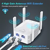 ieftine Routere Wireless-Wi-Fi extender 1200mbps 2.4g/5g dual band wireless internet wifi repeater/router/amplificator de semnal AP pentru casă extender de acoperire mai mare și amplificator de semnal