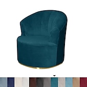 economico COPERTURA PRODURA E COPERCHIO SENZA ARGINE-Fodera per sedia girevole in velluto elasticizzato fodera per sedia casual accento stile moderno fodera per sedia con braccioli rotondi protezione per mobili addensare tessuto spandex lavabile