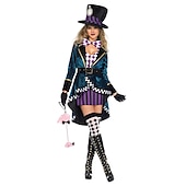 olcso Női jelmezek-Alice in Wonderland Kalapos Ruhák Szerepjáték Jelmezek Szexi jelmez Női Felnőttek Teljesítmény Parti Színpad Mindszentek napja Farsang A könyv világnapja Könnyű farsangi jelmez