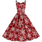 billige Julefestkjole-julenissen Mrs.Claus Fancy julekjole Dame Jul Maskerade julaften 1950-tallet Voksne Fest Jul Kjole