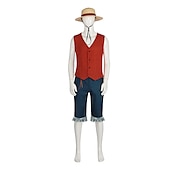 cheap Anime Costumes-One Piece Monkey D. Luffy Anime Cosplay Suits Halloween Carnival Vest Pants Hat For Men&#039;s Women&#039;s Adults&#039;