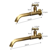 cheap Wall Mount-Wall Mounted Bathroom Sink Faucet, Brass Constructed Single Handle One Hole Long Reversible Spout Bath Mixer Taps for Bathroom Sink Tall Vessel in Black Chrome Antique Brass Silver