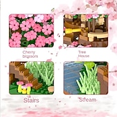 cheap Building Toys-2028PCS Pink Sakura Tree House Building Blocks - Cherry Blossom DIYToys for Kids - Perfect Gift ldea! (Not Sets)