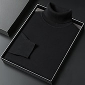 billige genser for menn-Herre Turtleneck genser Pullover genser Julegenser Riflet Strikke Vanlige topper Strikket عادي Rullekrage Hold Varm Moderne Moderne Dagligdagstøy Ut på byen Klær Høst Vinter Kamel Svart S M L