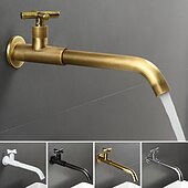 cheap Wall Mount-Wall Mounted Bathroom Sink Faucet, Brass Constructed Single Handle One Hole Long Reversible Spout Bath Mixer Taps for Bathroom Sink Tall Vessel in Black Chrome Antique Brass Silver