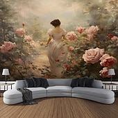tanie zabytkowe gobeliny-vintage kwiatowy kobiety wiszące gobelin wall art duży gobelin mural wystrój fotografia tło koc zasłona strona główna sypialnia dekoracja salonu