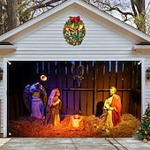 お買い得  屋外装飾-クリスマスガレージドアバナー、屋内屋外クリスマス休暇、幸せな背景、装飾カバー、クリスマス新年あけましておめでとうございますバナー、大型ドアカバー、クリスマス装飾