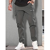 voordelige Cargobroeken-Voor heren Cargohosen Cargo-broek Zak Trekkoord Elastische taille Effen Comfort Ademend Buiten Dagelijks Uitgaan Modieus Casual Donker kaki Zwart