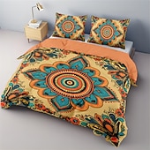 preiswerte Bettbezug-Sets-Bohemian-Mandala-Baumwoll-Bettwäsche-Set, leicht und weich, 2/3-teiliges Set, geeignet für Erwachsene und Kinder, Baumwoll-Bettwäsche-Set, King-Size-Bett, Bettbezug