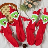 abordables sombrero de papá noel y accesorios-Papá Noel Calcetines de Navidad Calcetín de tripulación Mujer Navidad Año Nuevo Navidad Calcetines
