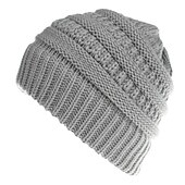 baratos Chapéus-feminino quente e elegante com este gorro de inverno com rabo de cavalo e coque alto térmico sem aba