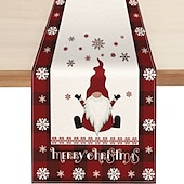 baratos Decoração de Natal-corredor de mesa vermelho, decoração de mesa sazonal em estilo fazenda de férias de inverno