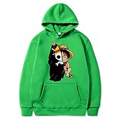ieftine Grafică a personajelor din desene animate și film-One Piece Monkey D. Luffy Hanorac cu Glugă Anime Desen animat Anime Buzunar frontal Grafică Pentru Pentru cupluri Bărbați Pentru femei Adulți Halloween Carnaval Ștanțare la cald Stradă Zilnic