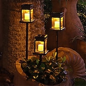billige Landskapslys-2stk 1stk solcelledrevet bakkemontert dobbeltbruk utendørs hage landskapslampe retro palasslampe vindlampe feriefest lyslampe