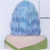 levne Syntetické trendy paruky-zvýraznění krátká kudrnatá vlnitá bobová paruka syntetická paruka s ofinou anime cosplay paruka na halloweenskou cosplay party paruky na vánoční večírek