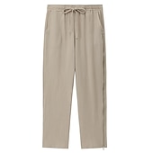 preiswerte Urlaub-Herren Leinenhose Hose Hosen Strandhose Patchwork Kordelzug Elastische Taille Plaid Komfort Atmungsaktiv Casual Täglich Festtage Modisch Klassicher Stil Weiß Armeegrün