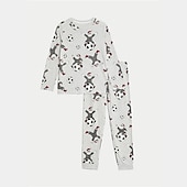 billiga Pojkens 3D Sporter &amp; Spel-Pojkar 3D jultomten Fotboll Julpyjamas Juluppsättningar Pyjamasset Långärmad 3D-tryck Höst Vinter Aktiv Häftig Dagligen Barn 3-12 år Rund hals Hem Casual Inomhus Normal