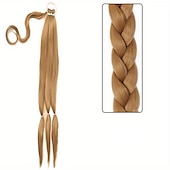 abordables Queue-de-cheval-Extension de queue de cheval longue tressée avec attache de cheveux élastique droite et élégante, extensions de cheveux tressés, queue de cheval, morceau de cheveux synthétiques doux et naturels pour