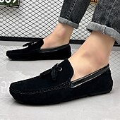 cheap Men&#039;s Slip-ons &amp; Loafers-Men&#039;s Orange and Blue Suede Driving Loafers with Tassel Detail and Non-Slip Rubber Sole - Stylish and Comfortable for Casual and Driving Wear