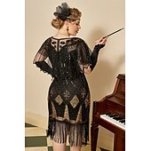 economico Outfit-Retrò Vintage Anni Ruggenti Anni 1920 Abito Flapper Vestito Abiti Il grande Gatsby Invitato al matrimonio Paillettes Frangia con nappe Taglie Forti Per donna Natale Halloween Carnevale Halloween