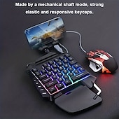 abordables Claviers-Clavier de jeu mécanique à une main, mini clavier de jeu portable rétroéclairé rvb