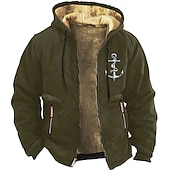 economico Felpe grafiche da uomo-Per uomo Stampe Grafiche Timone Felpe con cappuccio Manica Lunga Felpe Con Cappuccio Quotidiano Casual Vacanza Ferie Autunno &amp; Inverno Nero Marrone Verde militare Abbigliamento progettista S M L XL