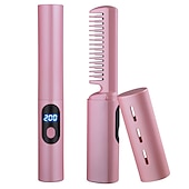 billige Personlig beskyttelse-2-i-1 rettetang til lat hår trådløst hår hot comb mini usb oppladbar rettetang krøllete hårpinne hurtigvarmende rettebørste for hjemreise-1 stk.