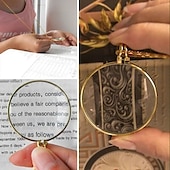 economico Strumenti manuali-Collana monocolo decorativa con lente d&#039;ingrandimento 5x, ciondolo con lente d&#039;ingrandimento, collana a catena placcata in argento dorato per regalo di gioielli da donna